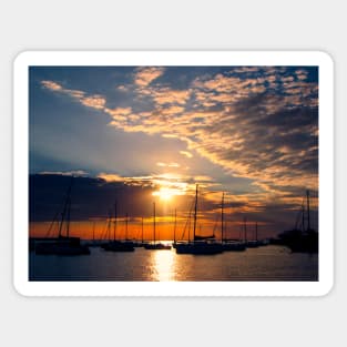 Sailing Boats at Sunset Sticker